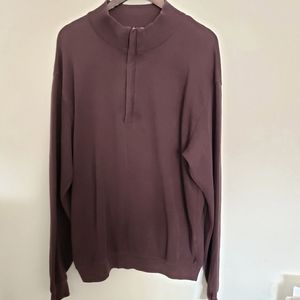 Cutter & Buck 1/4 Zip Long Sleeve Pullover Shirt Knit Burgundy Supima Cotton LT